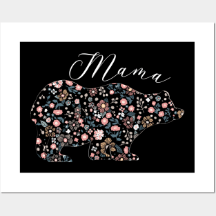 Mama Bear Floral Mom Graphic Design Posters and Art